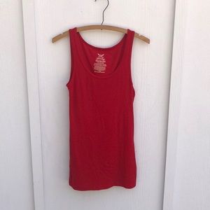 Red ribbed cotton tank